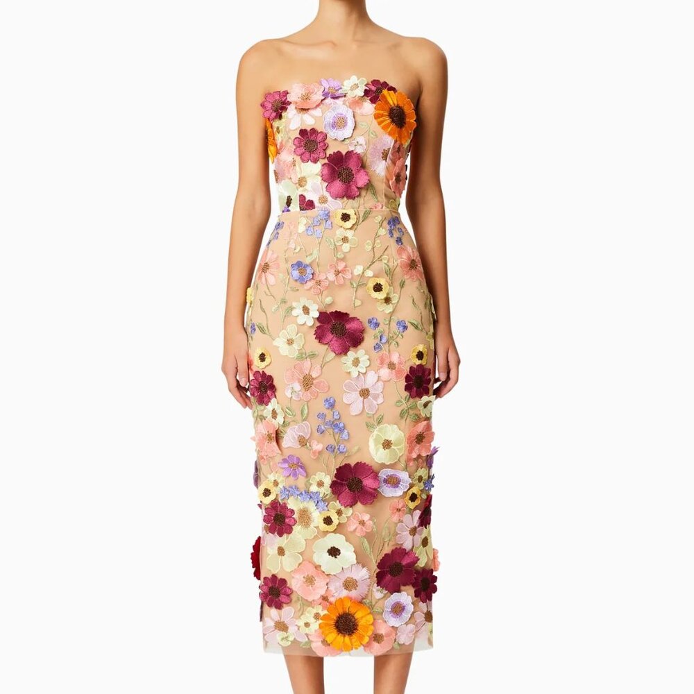 Elliatt Helena Strapless Midi Dress In Pink